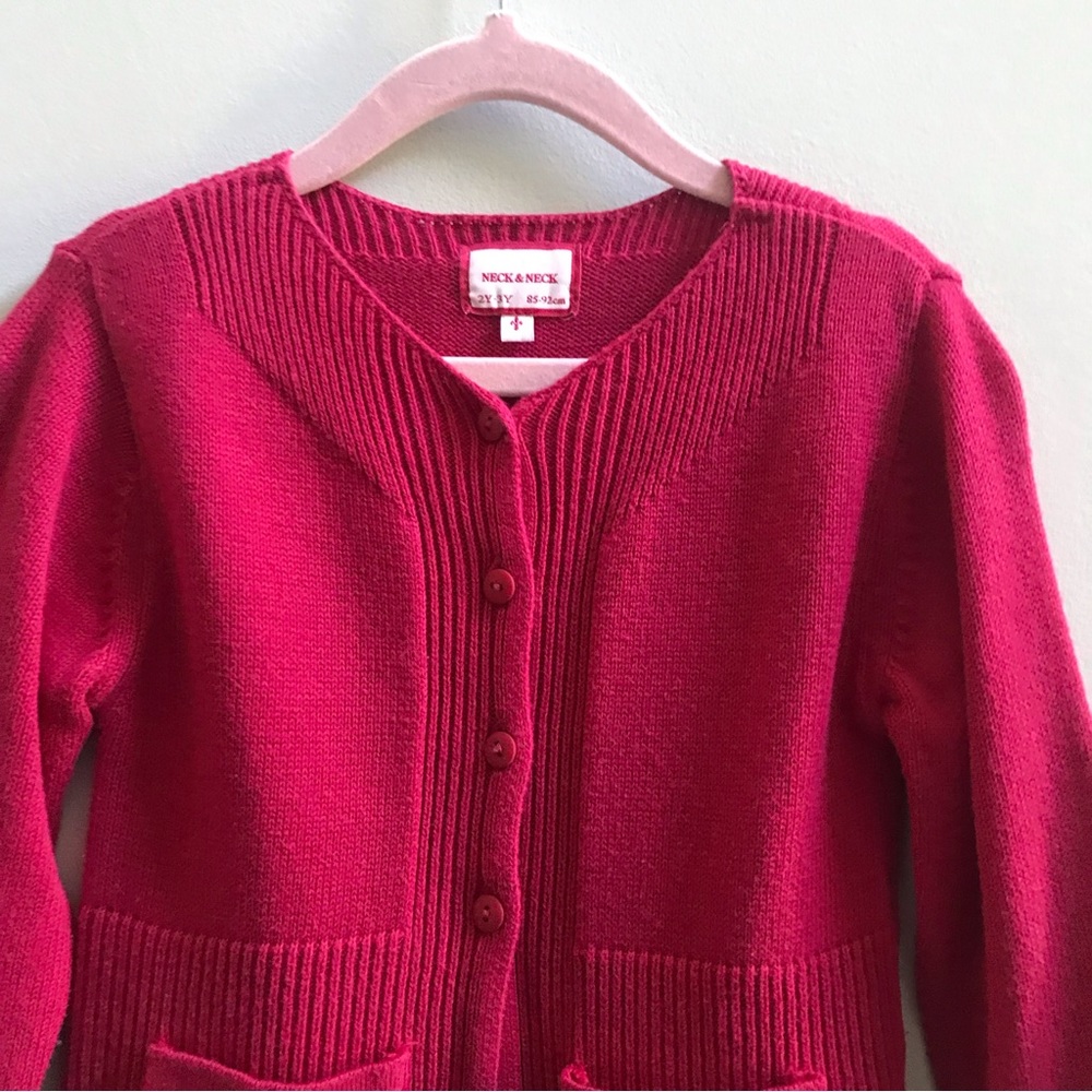 Neck & Neck Pink Knit Cardigan Sweater, Size 2-3 Years. - Picture 2 of 5